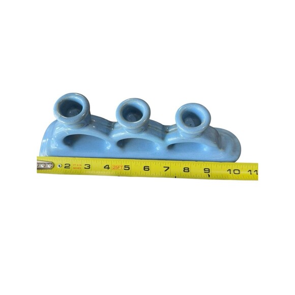 Vintage Light Blue Pacific Pottery Candle Holder Turquoise Rare Candelabra - Picture 7 of 8